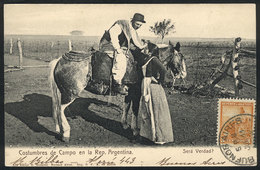 101 ARGENTINA: Rural Scene, Gaucho, Ed. Rosauer, Sent To Italy Circa 1905, VF Quality - Argentinien
