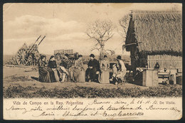 104 ARGENTINA: Rural Scene, Gaucho Playing Accordion, Ed. Rosauer, Sent To Belgium In 191 - Argentine