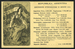 122 ARGENTINA: Intl. Exhibition Of Genova 1914, With Statistics Of Argentina, Unsued And - Argentine