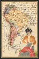 126 ARGENTINA: Map Of South America, Used In 1922, Embossed, Very Handsome! - Argentinië