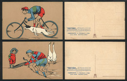 133 ARGENTINA: 2 Old PCs With Printed Advertising For "Porteños" Biscuits On Back, Illust - Argentinië