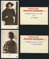 134 ARGENTINA: Actress LUCY DORAINE, 2 Old PCs With Her Photos, On Back Printed Advertise - Argentinien