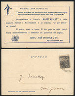 137 ARGENTINA: Advertising PC Of "Moneyweight" Scales, Sent To San Juan Circa 1904, VF Qu - Argentine