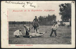 150 ARGENTINA: Gauchos Placing Nose Rings On Cattle, Ed. Rosauer, Dated 1902, Minor Defec - Argentina