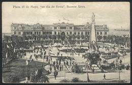 153 ARGENTINA: BUENOS AIRES: 25 De Mayo Square On A Holiday, Ed. Ibarra & Sorroche, Circa - Argentina