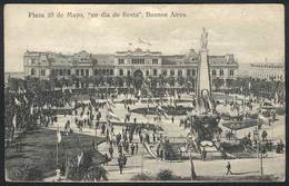 153 ARGENTINA: BUENOS AIRES: 25 De Mayo Square On A Holiday, Ed. Ibarra & Sorroche, Circa - Argentinien