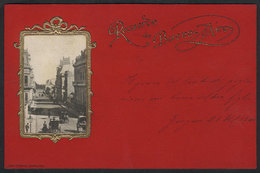 174 ARGENTINA: BUENOS AIRES: Street View With Embossed Borders, Carriages, Ed. Gath & Cha - Argentina