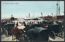 219 ARGENTINA: BUENOS AIRES: The Port, View Of Ships, Carriages And People, Ed. Carmelo I - Argentina