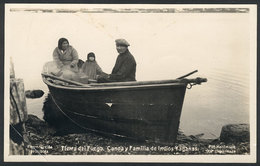 328 ARGENTINA: Family Of Yagan Indians On A Canoe, Tierra Del Fuego, Fot. Kolhmann, Ed. B - Argentine
