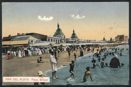 348 ARGENTINA: MAR DEL PLATA: Bristol Beach, Ed. Librería Rey, Used In 1927 (stamp Damage - Argentinien