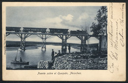 362 ARGENTINA: NECOCHEA: Railway Bridge Over The Quequén River, Boats, Train, Used Circa - Argentina