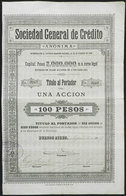 462 ARGENTINA: Bond Certificate Of "Sociedad General De Crédito" For $100, Issued In 1889 - Sonstige & Ohne Zuordnung