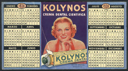 472 ARGENTINA: Blotting Paper With KOLYNOS Toodpaste Advertising Calendar Of 1939 On Back - Other & Unclassified