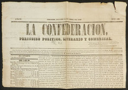 486 ARGENTINA: Newspaper "La Confederación" Of Rosario, 25 April 1857, First And Second P - Other & Unclassified