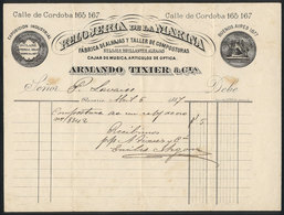 505 ARGENTINA: Invoice Of The Year 1877 Of "Relojeria De La Marina" Clockmaker's Workshop - Sonstige & Ohne Zuordnung