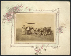 510 ARGENTINA: Men Back From Hunting With Cart, Circa 1890, Very Nice Photograph Glued To - Autres & Non Classés