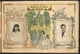 530 ARGENTINA: Album For Bride & Groom, Old Book With Illustrated Pages To Indicate Impor - Autres & Non Classés