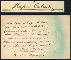 571 ARGENTINA: CALZADA Rafael, Attorney And Legal Theorist, His Autograph And Poem On Pos - Autres & Non Classés