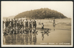 722 BRAZIL: SANTOS: Group Of People On The José Nenino Beach, VF Quality - Autres & Non Classés