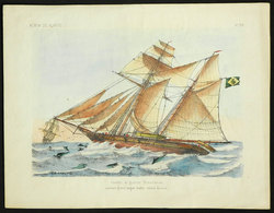 727 BRAZIL: War Schooner At Sea, Drawing By Le Breton (France), Printed In France, VF Qua - Andere & Zonder Classificatie