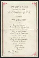 860 EGYPT: Dinner Menu Of Banquet In Honor Of Gral. Stephenson, 19 December 1887 At The H - Programmes