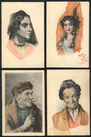 891 SPAIN: SPANISH TYPES: 4 Old Hand-painted PCs, Artist Signed M.PEÑA, Unused, Minor Def - Other & Unclassified