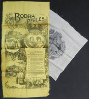 933 SPAIN: Wedding Of King Alfonso XII And Victoria Eugenia In 1906, 2 Printed Cloths, On - Other & Unclassified
