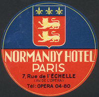 984 FRANCE: Old Luggage Label Of The Normandy Hotel, Paris, VF Quality! - Tickets - Vouchers