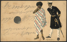 1004 GREAT BRITAIN: Artistic PC: Love Proposal Of English Sailor To Black Woman, Circa 191 - Autres & Non Classés