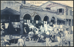1042 HAITI: PORT AU PRINCE: Market Stalls In Rue Des Fronts Forts, Dated 1912, Minor Defec - Haïti