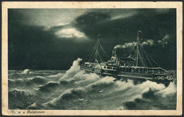 1064 HUNGARY: Steam Ferryboat In A Storm In The Lake Balaton, Unused PC, Fine Quality. - Hungary