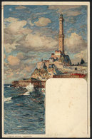 1098 ITALY: GENOVA, Lanterna, Lithograph PC Signed Manuel Wielandt, Ed.Velten, With Some S - Sonstige & Ohne Zuordnung