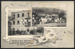 1128 ITALY: AGLIANO: 2 Small Views With Groups Of People, Ed. Capurro, Unused And VF - Autres & Non Classés