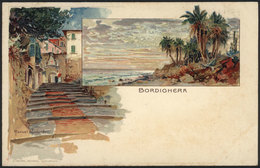 1135 ITALY: BORDIGHERA, Lithograph PC Signed Manuel Wielandt, Ed.Velten, VF! - Autres & Non Classés