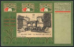 1228 ITALY: Cartolina Commemorativa Delle 5 Giornate Marzo 1848, Used In 1903, VF Quality! - Autres & Non Classés