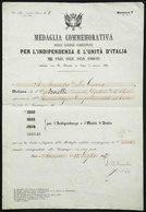 1237 ITALY: Certificate For Commemorative Medal Awarded For Participating In The War Of It - Advertising