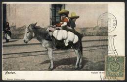 1326 MEXICO: Children Riding A Donkey, Ed. Jacobo Granat, Used In 1903, VF! - Mexique