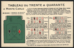 1329 MONACO: Thirty Four Card Game, With Description Of The Rules, Unused And VF - Other & Unclassified