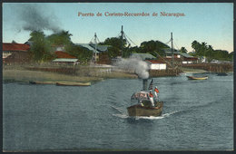 1336 NICARAGUA: CORINTO: The Port, Steam Ferryboat, Ed. Libreria Alemana, VF Quality! - Nicaragua