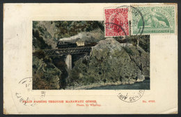 1347 NEW ZEALAND: Train Passing Through Manawatu Gorge, Sent To Buenos Aires In 1921, Thin - Nouvelle-Zélande