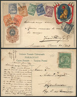 1367 PARAGUAY: Coat Of Arms And Postage Stamps, PC Dated 1907, VF Quality! - Paraguay