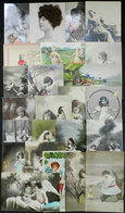 1544 WORLDWIDE: BEAUTIFUL WOMEN, Girls, Boys, 24 Old Postcards, Few With Special Materials - Unclassified