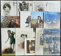 1561 WORLDWIDE: 12 Old PCs, Most Romantic, Artistic, With Women, Children, Etc., Very Deco - Unclassified