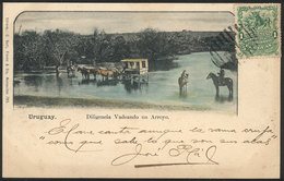 1579 URUGUAY: Stagecoach Fording A Stream, Ed.Galli Franco, Used In 1904, VF Quality! - Uruguay