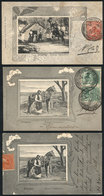 1590 URUGUAY: GAUCHOS: 3 Nice Postcards With Very Good Views Of Rural Scenes, Used In 1900 - Uruguay