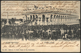 1625 URUGUAY: MONTEVIDEO: Crowds Outside The Italian Hospital, Dated 1907, Ed.Galli Franco - Uruguay