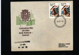 Brazil 1975 Lufthansa First Flight Sao Paulo - Rabat - Cartas & Documentos