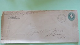 USA 1894 Stationery Cover Washington 1c From Westminster To St. Louis - ...-1900