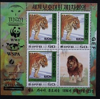 Korea 1996 M/S Wild Animals Nature Conservation Tiger Big Cats Lion Leo W.W.F. WWF IUCN Organizations Stamps CTO Mi 3874 - Gebruikt