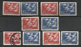1956 Svezia Sweden Norden UCCELLI  BIRDS 5 Serie Di 2 Valori (409-10) Usate CIGNI  SWANS - Unused Stamps